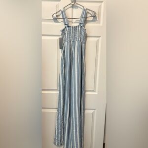 Tractr Sky Blue and White Striped Jumpsuit